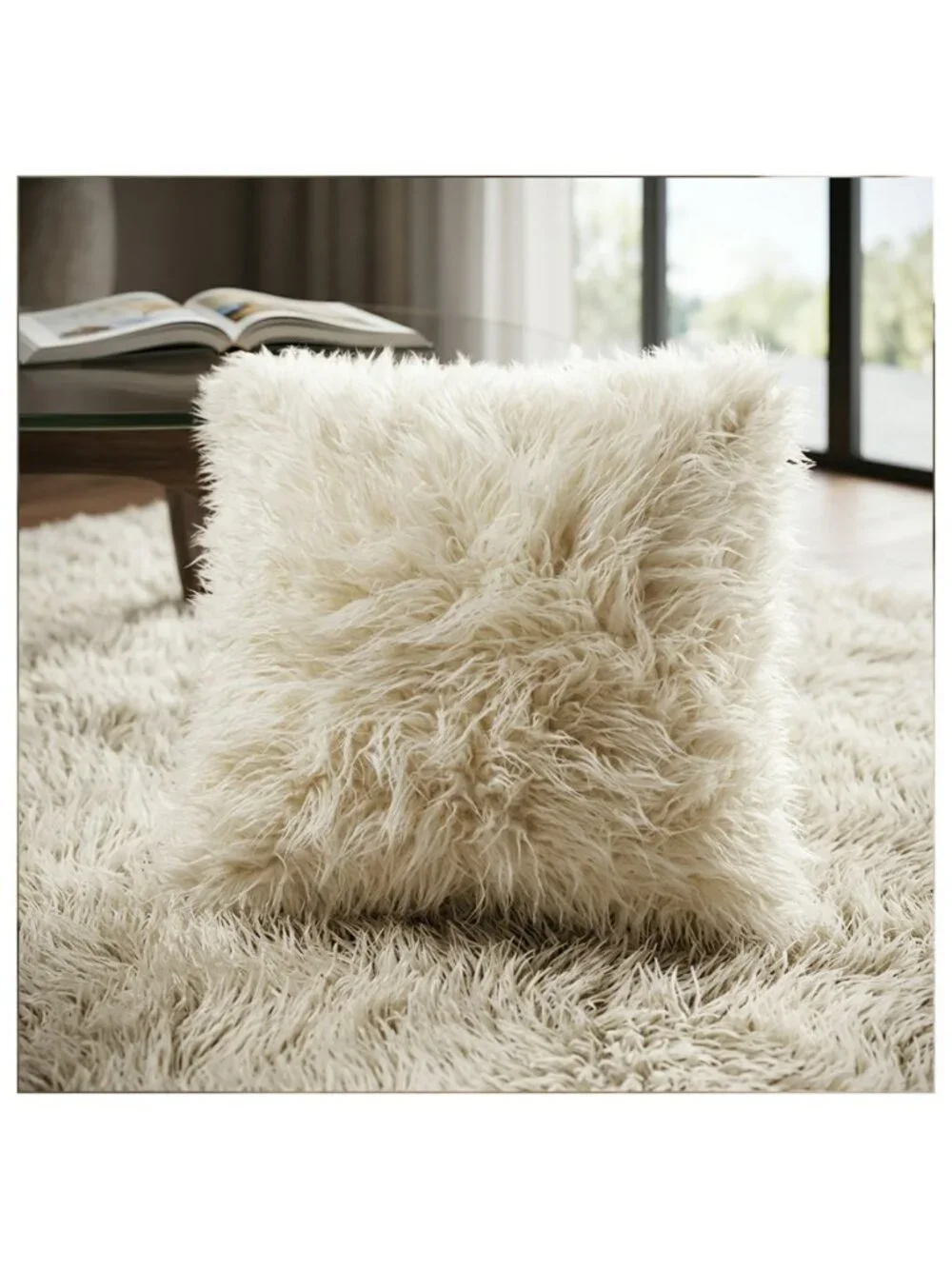 STYLISH FLOKATI SHAG COUCH PILLOW 💥16x16 SIZE 💥100% NATURAL WOOL 💥BRAND NEW